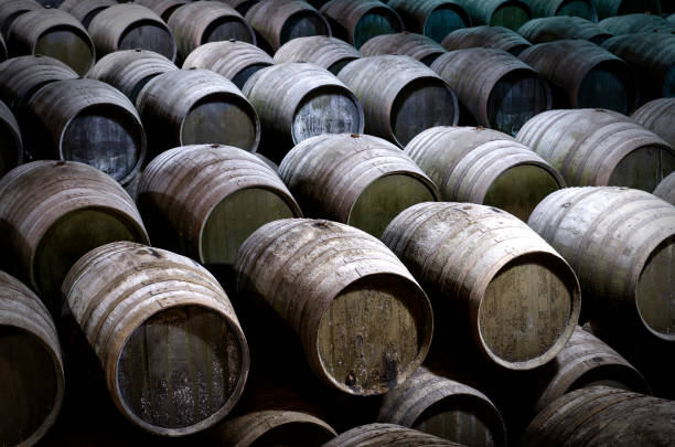 istock Old barrels for Whisky or wine in cellar 1338112250