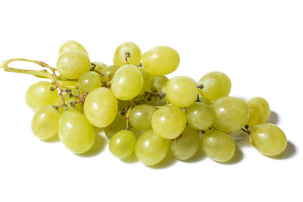 istock Bunch of white grapes on white background 1338112508