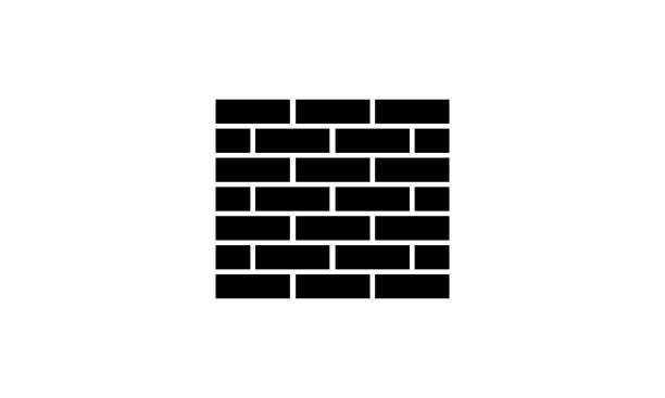 レンガ壁アイコンベクトル、白い背景に隔離された壁 - paving stone stone brick wall点のイラスト素材／クリップアート素材／マンガ素材／アイコン素材