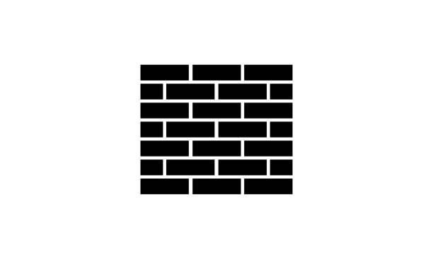 ilustrações, clipart, desenhos animados e ícones de vetor de ícone de parede de tijolo, parede isolada no fundo branco - brick wall paving stone brick wall