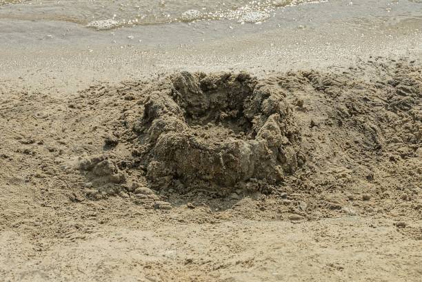 istock brown sand baby construction on the beach 1338114077