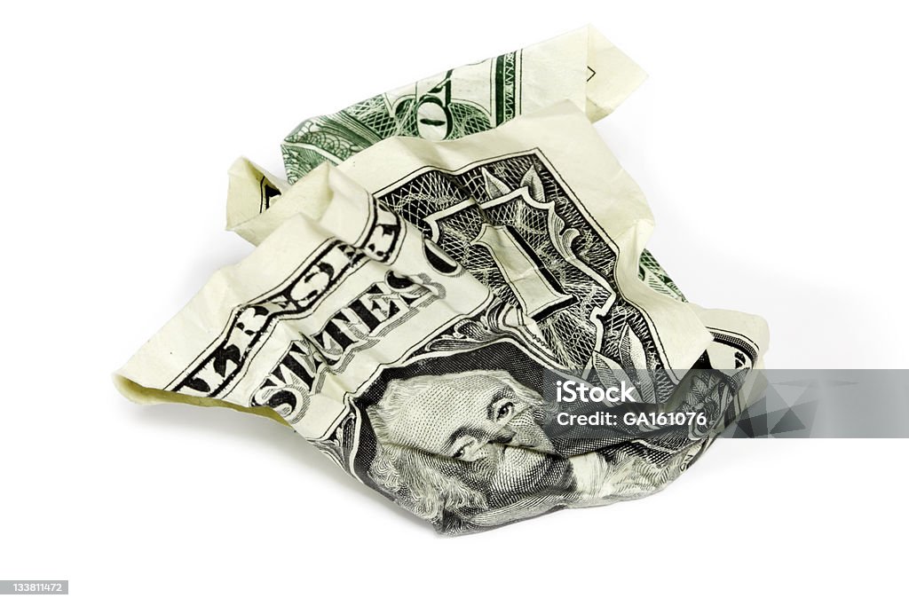 Amarrotado um dólar americano - Foto de stock de Amarrotado royalty-free