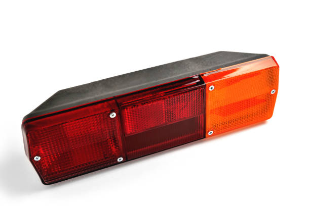 istock back light, car tail light, multi-section truck tail light, auto part, car detail white background close-up 1338116036