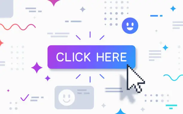 Vector illustration of Click Here Button
