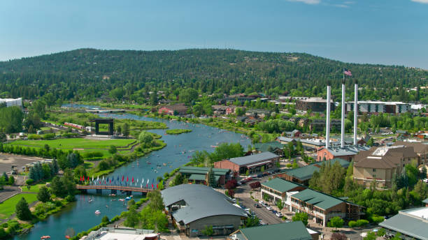 istock Drone Shot of Bend in Summer 1338118486