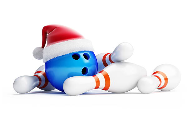 Christmas bowling santa hat stock photo