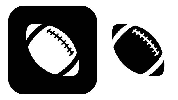 illustrazioni stock, clip art, cartoni animati e icone di tendenza di icone del calcio in bianco e nero - pallone da football americano