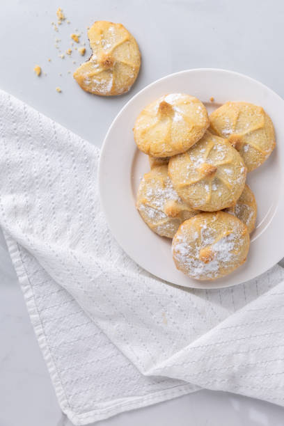 istock Chocolate filled shortbread cookies in a white kitchen from above 1338135107