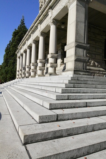 Close-up of the steps of the Washington State capitol building in Olympic