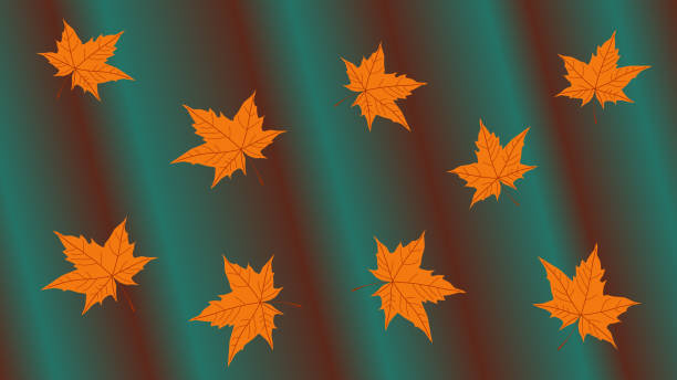 추상 가을 천연 어두운 녹색 접힌 배경에 타락 한 밝은 노란색 오렌지 단풍 나무 잎. 아늑한 벡터 팔레트 카드 아래로 지구. 가을 시즌 일러스트레이션. 전단지, 배너 또는 템플릿. 잎 - falling tree leaf autumn stock illustrations