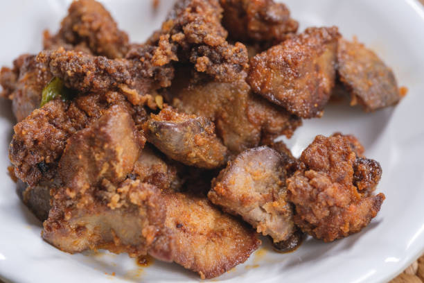 fried pork liver on white plate