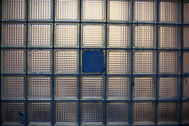 istock Tiled glass in the building. Thick glass does not allow much light to pass through. 1338150089