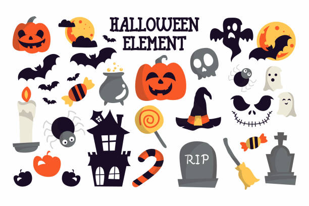 illustrations, cliparts, dessins animés et icônes de halloween cartoon icon character flat style - halloween witch child pumpkin