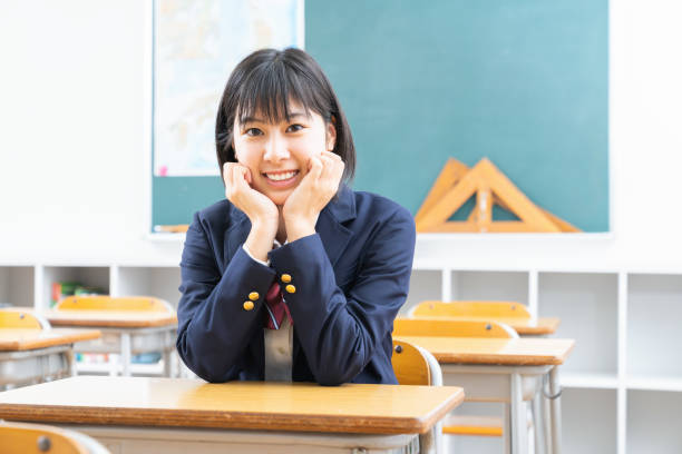 istock asian girl who study,School uniform, 1338165292