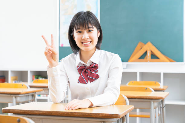 istock asian girl who study,School uniform, 1338165315