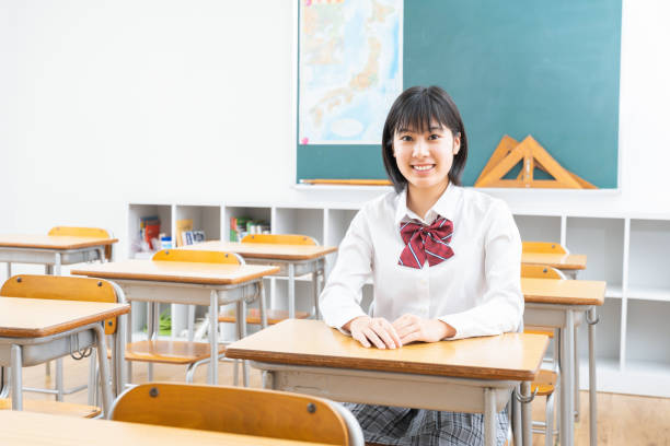 istock asian girl who study,School uniform, 1338165356