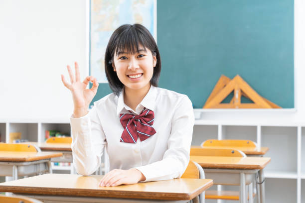 istock asian girl who study,School uniform, 1338165365