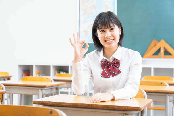 istock asian girl who study,School uniform, 1338165374
