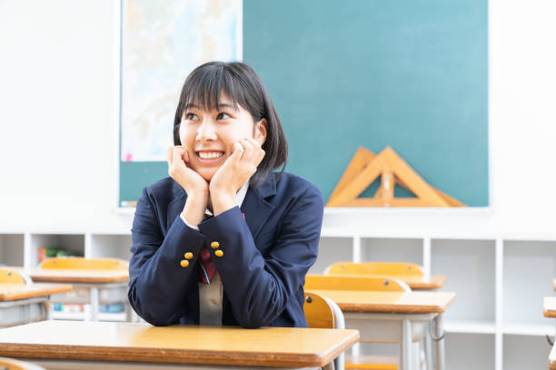 istock asian girl who study,School uniform, 1338165384