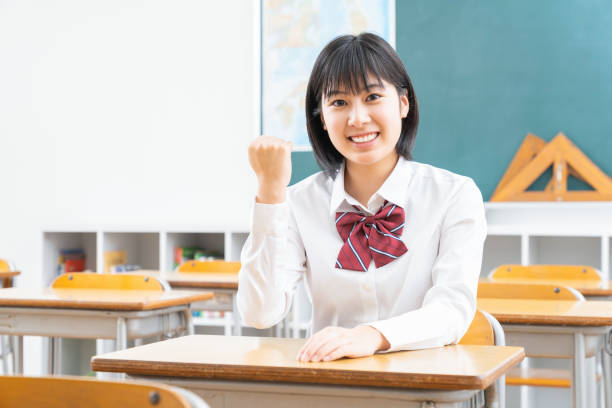 istock asian girl who study,School uniform, 1338165391