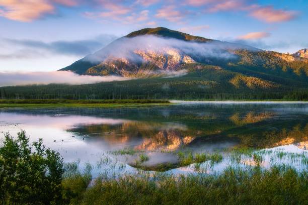 istock Sunrise Over Mountains At Vermilion Lakes 1338165454