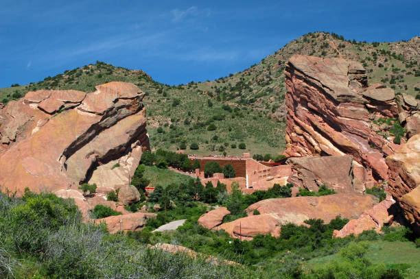 Colorado springtime landscape at Red Rocks Park Scenic Colorado springtime landscape at Red Rocks Park with sandstone geological formations morrison stock pictures, royalty-free photos & images