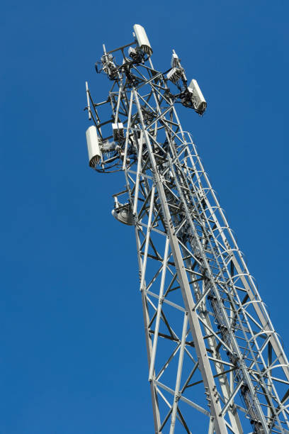 istock Antenna Tower of Communication on blue sky 1338173131