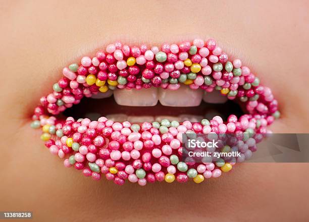 Sweet Candy Lips Stock Photo - Download Image Now - Human Lips, Sugar - Food, Candy