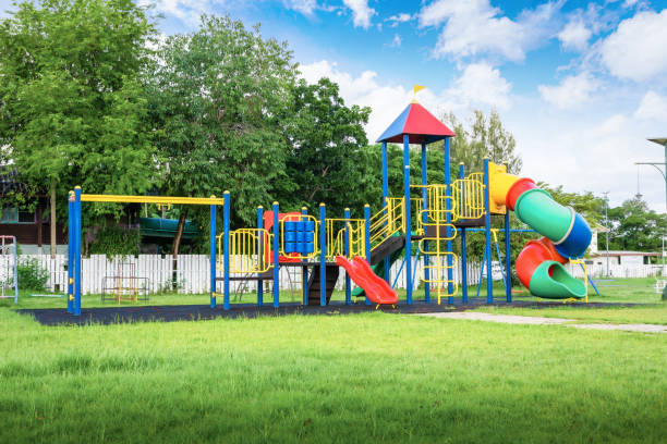 istock Colorful playground on yard in the park. 1338184503