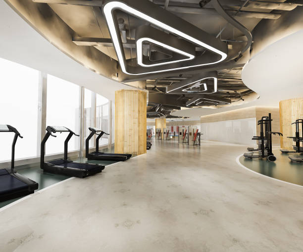 istock 3d rendering modern loft gym and fitness 1338187820