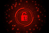istock Concept of destroyed cyber security design. 1338188695