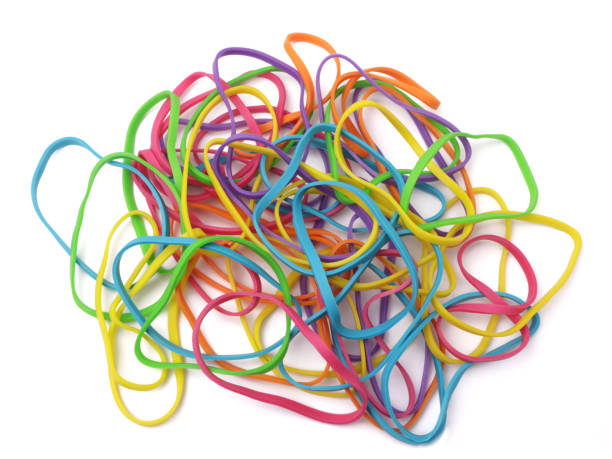 istock Colorful multi color elastic rubber bands isolated on white 1338190490