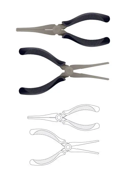 Vector illustration of Needle-nose pliers – easy to edit