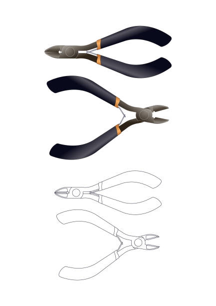 ilustrações de stock, clip art, desenhos animados e ícones de pincer / wire-cuter  – easy to edit - pliers work tool white background craft