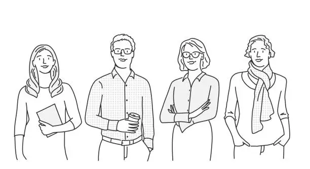 Vector illustration of Business people standing confident pose.