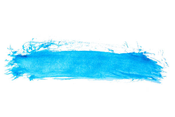 istock Blue watercolor paint on a white background, isolated 1338200617