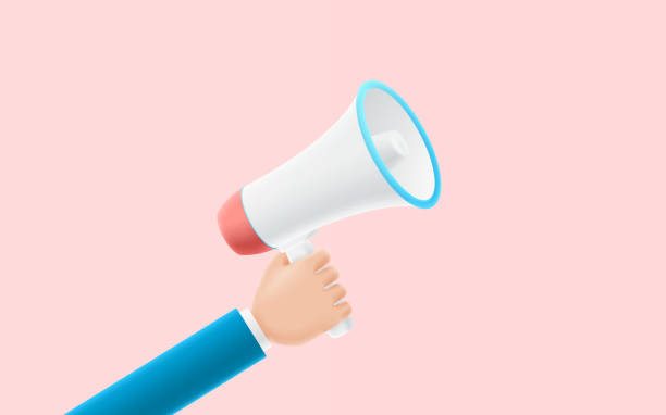 istock Hand of businessman holds loudspeaker or megaphone 1338201022