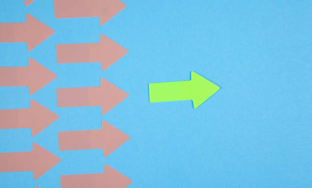 istock Leader arrow leading team. Leadership 1338202706
