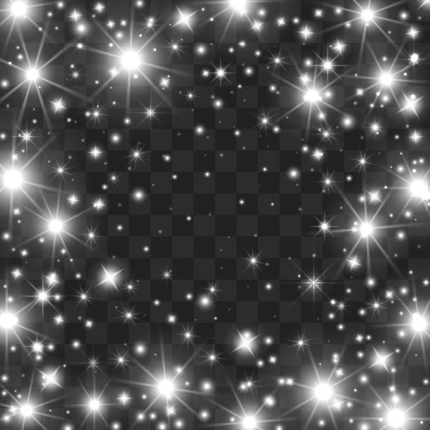 ilustrações de stock, clip art, desenhos animados e ícones de magic sparkling background with shining twinkling stars. luminous particles on a transparent layer. can be used to overlay on your design. happy birthday, christmas, new years template - christmas backgrounds glitter star shape