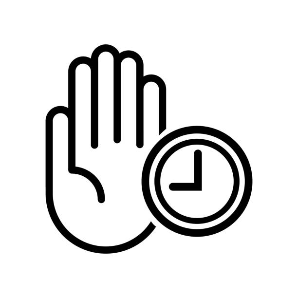ilustrações de stock, clip art, desenhos animados e ícones de hand and timer or clock icon vector, filled flat sign, solid pictogram isolated on white, logo illustration - esperar