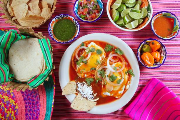 istock Breakfast Mexican ranchero eggs with chili and nachos 1338209301