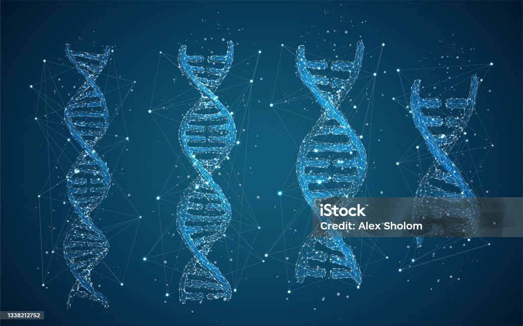 컬러 배경에 다각형과 점으로 만든 벡터 Dna 나선형 DNA에 대한 스톡 벡터 아트 및 기타 이미지 - DNA, 점박이, 0명 ...
