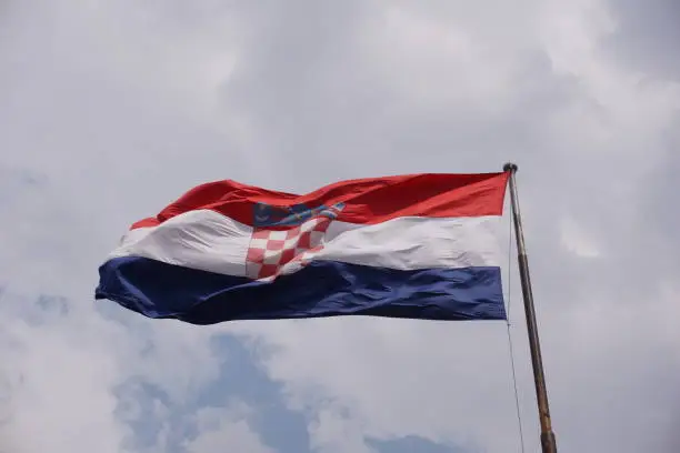 Photo of Croatian flag at the view point in Split