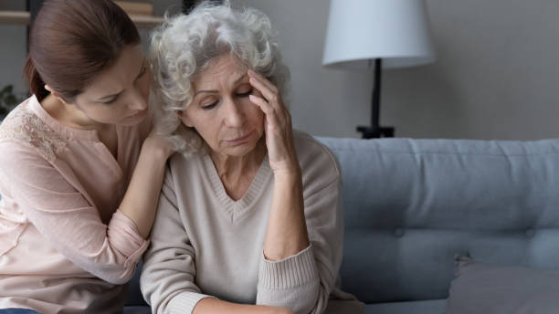 istock Caring grownup daughter support comfort upset old mother 1338215630