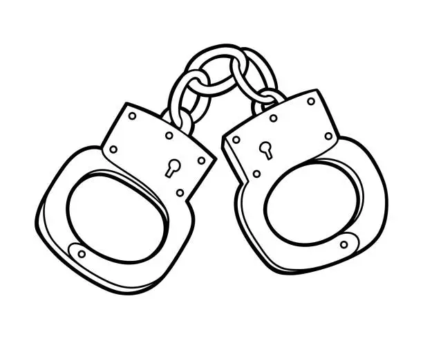 Vector illustration of Coloring book, Handcuffs