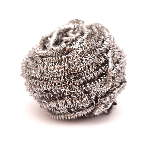istock Metal scouring ball isolated on white background 1338216830