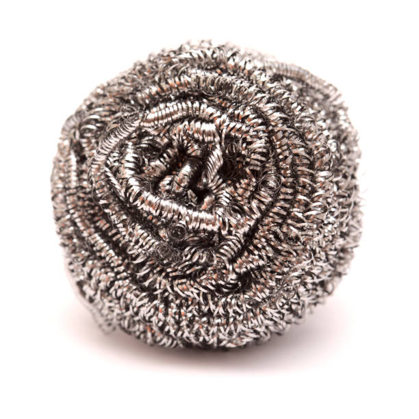 istock Metal scouring ball isolated on white background 1338216833