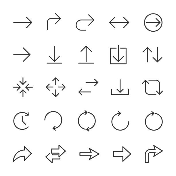 Vector set of arrows for website and app line icons. Vector set of arrows for website and app line icons. back arrow stock illustrations