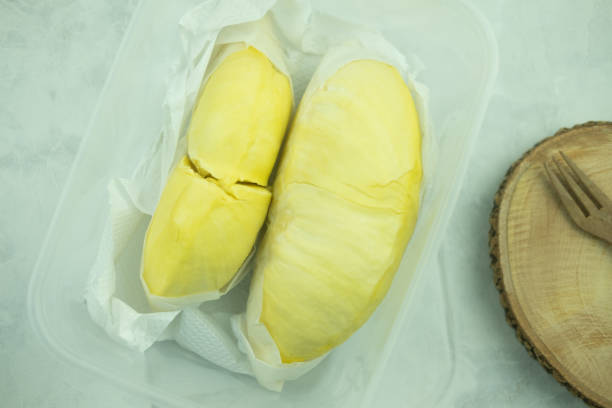 istock Fresh durian seeds in a box, ready to eat 1338222914