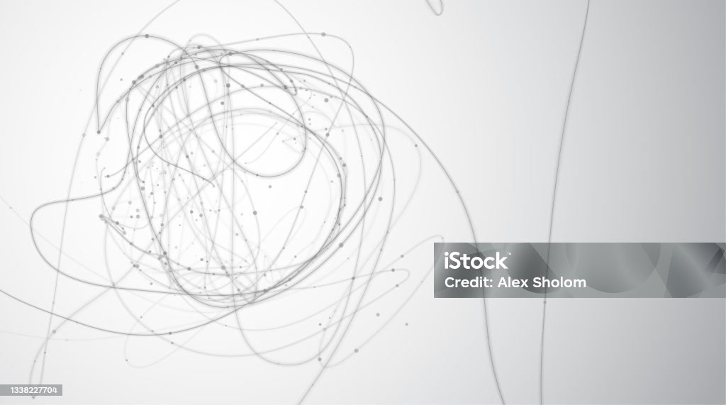 Background Shadow Thread Vector Abstract Black Thread With Dots And Shadows On White Background ...